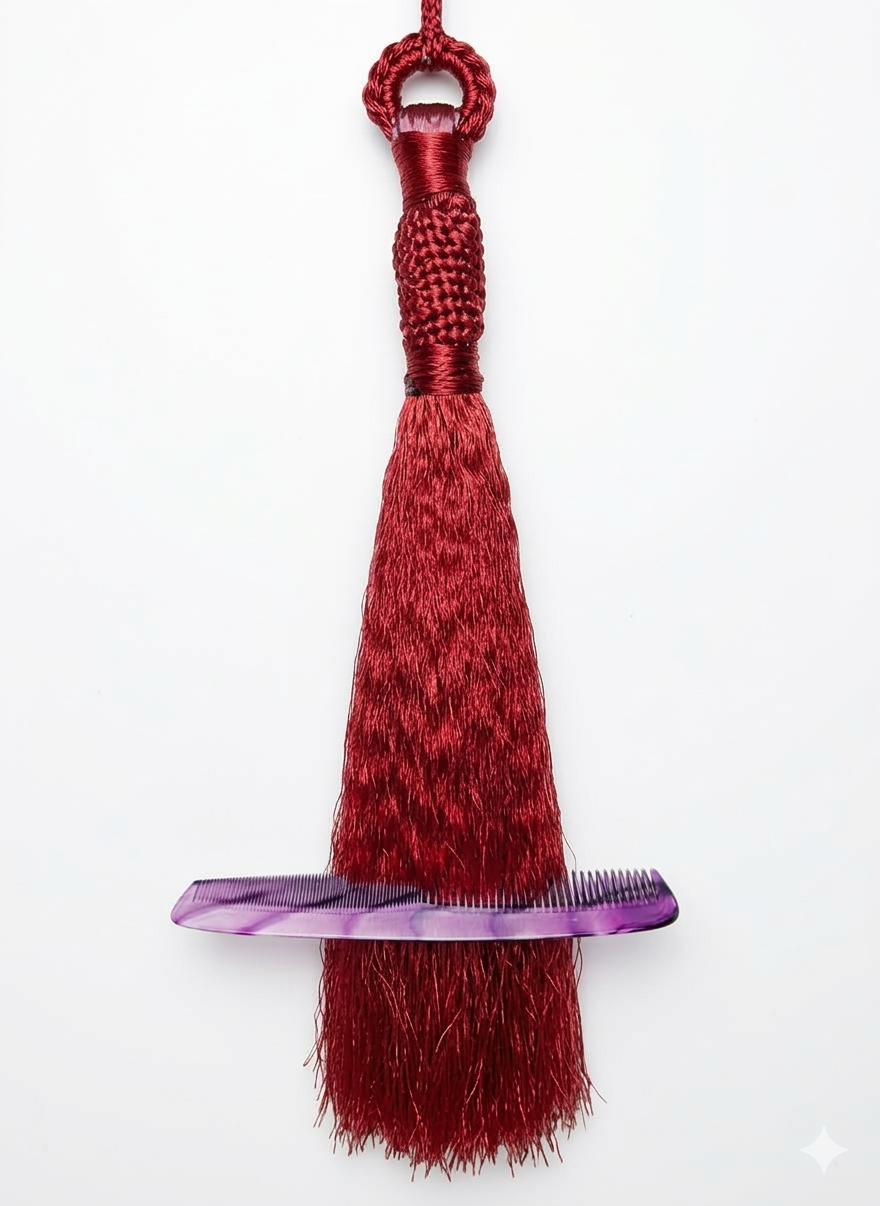 Red handmade comb hanging holder